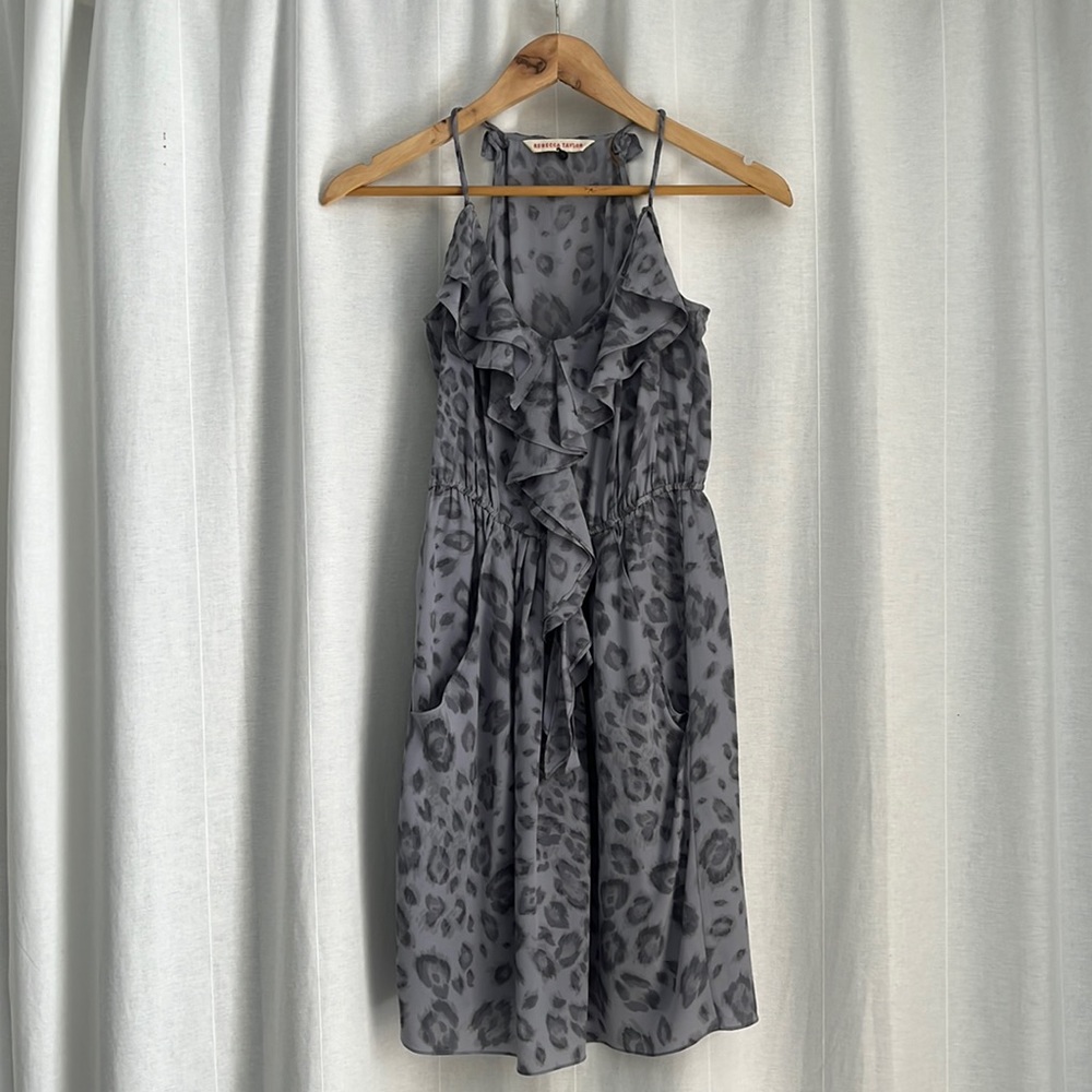 Rebecca Taylor Silk Watercolor Leopard Print Dress